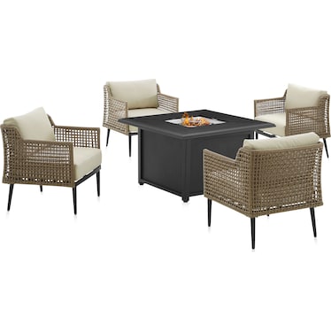 Moreno Set of 4 Outdoor Chairs and Fire Table Set