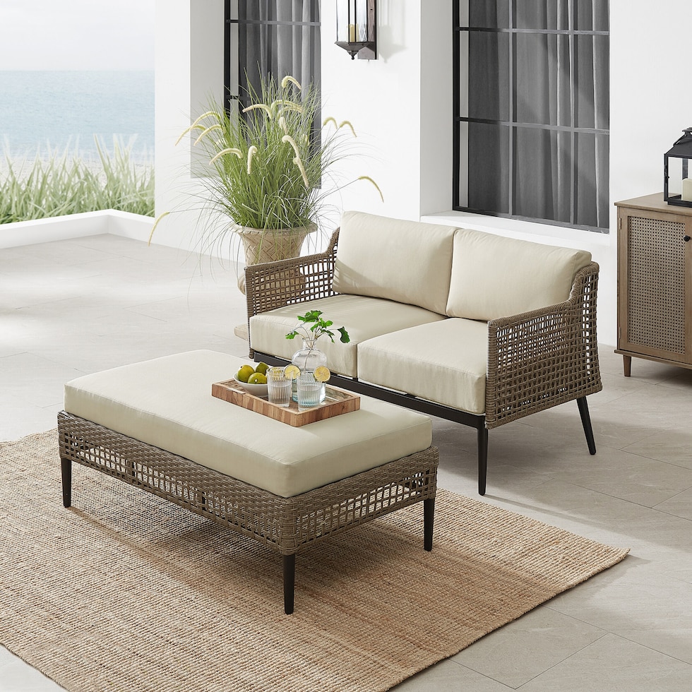 moreno light brown outdoor loveseat set   