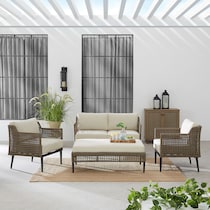 moreno light brown outdoor loveseat set   