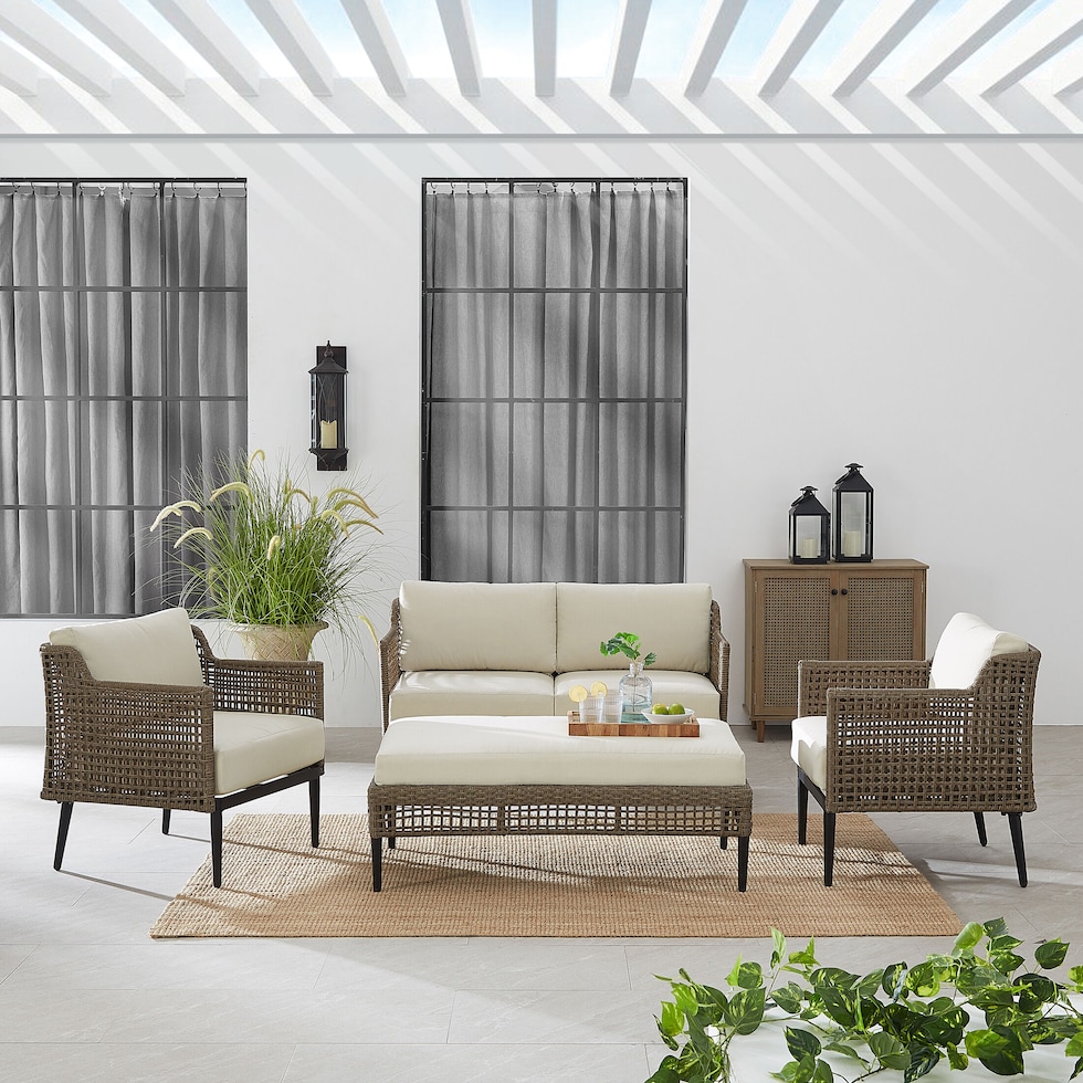 moreno light brown outdoor loveseat set   
