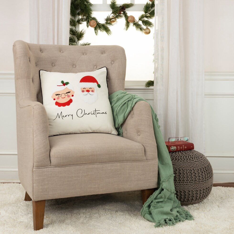 mr & mrs claus ivory accent pillow   