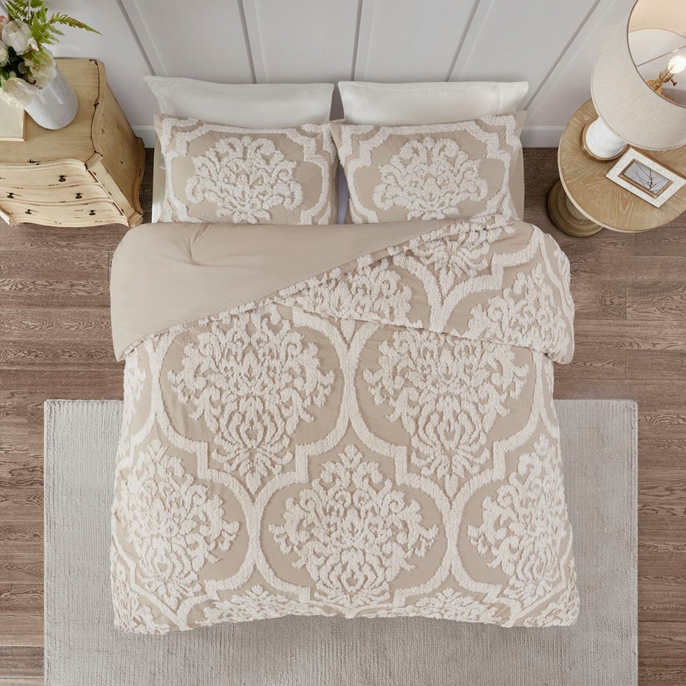 nadia light brown full queen bedding set   