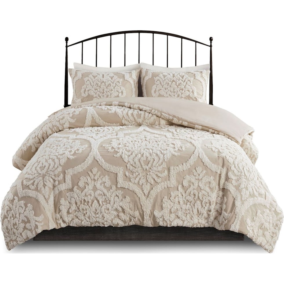 nadia light brown full queen bedding set   