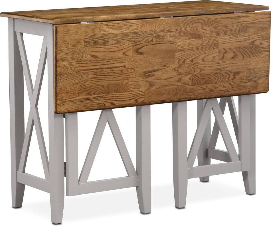 Nantucket Breakfast Bar and 2 CounterHeight Stools Oak and Gray