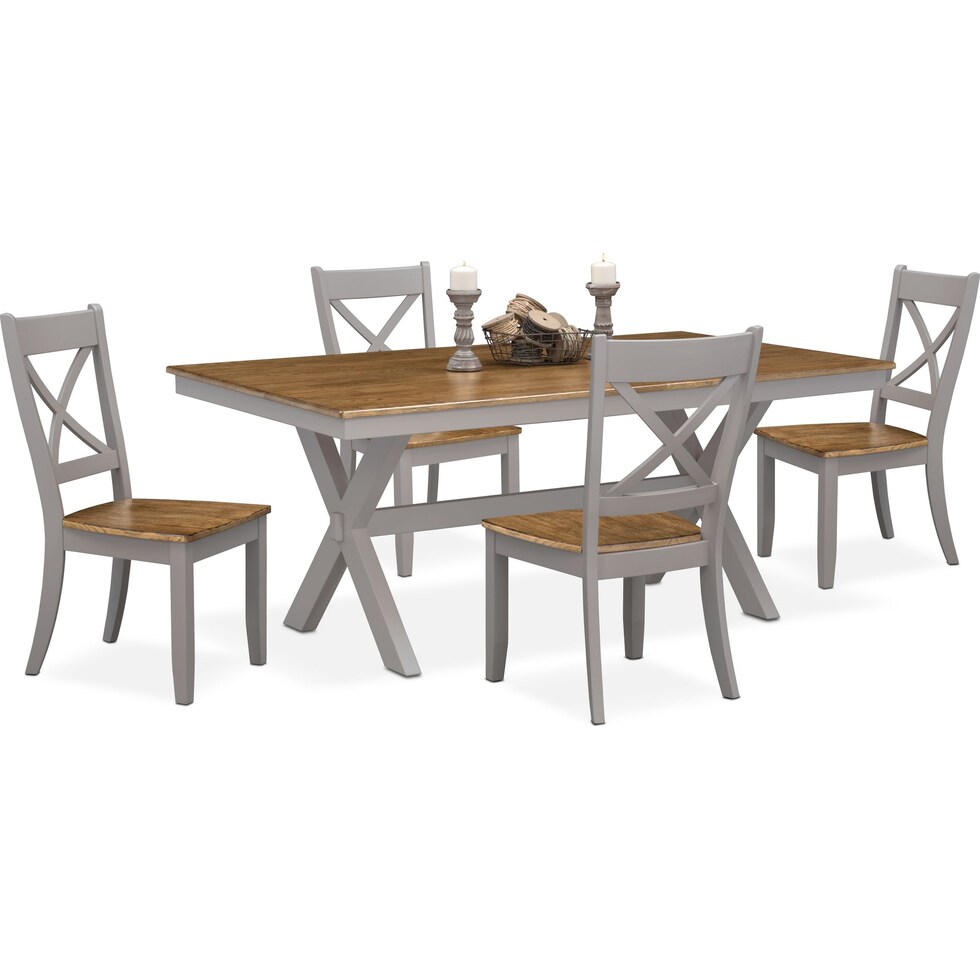 nantucket dining oak gray  pc dining room   