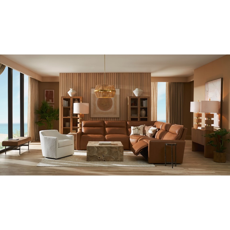 napa light brown power reclining sectional   