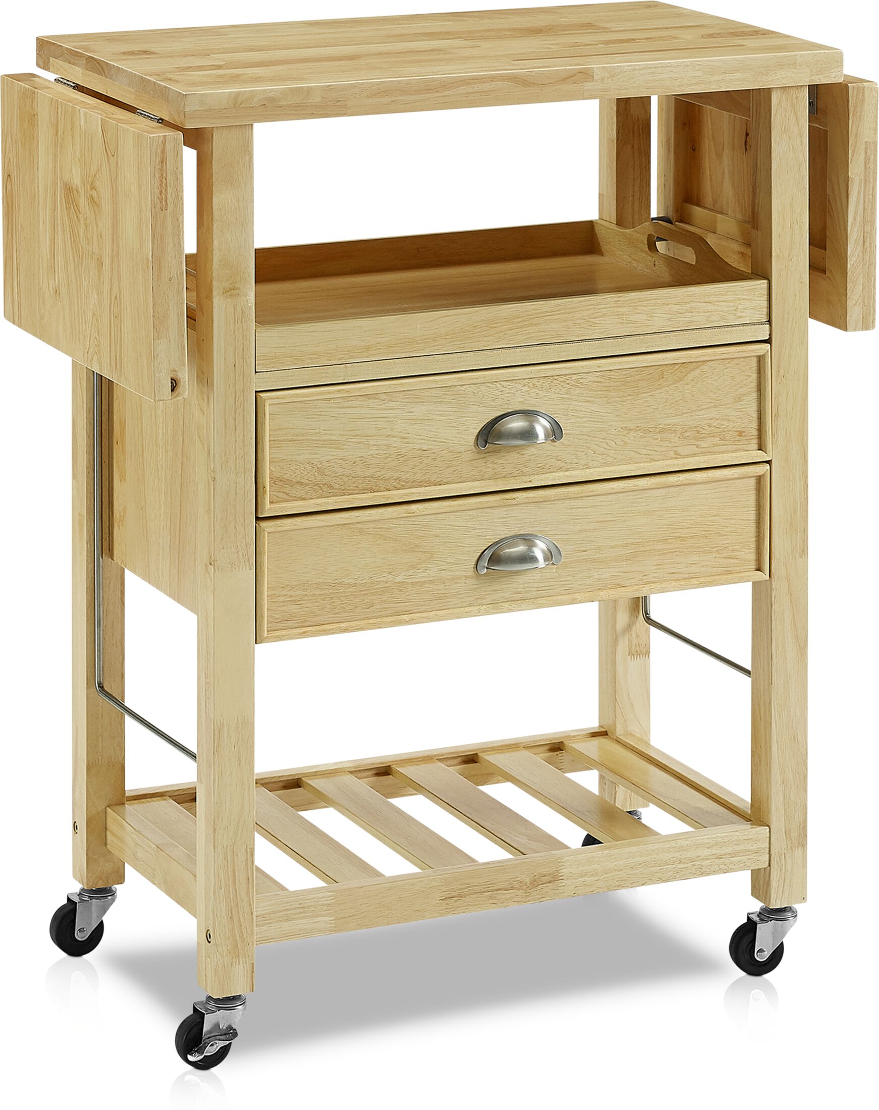 Nell Drop Leaf Kitchen Cart Value City Furniture   Nell Light Brown Kitchen Cart 2736675 799298 