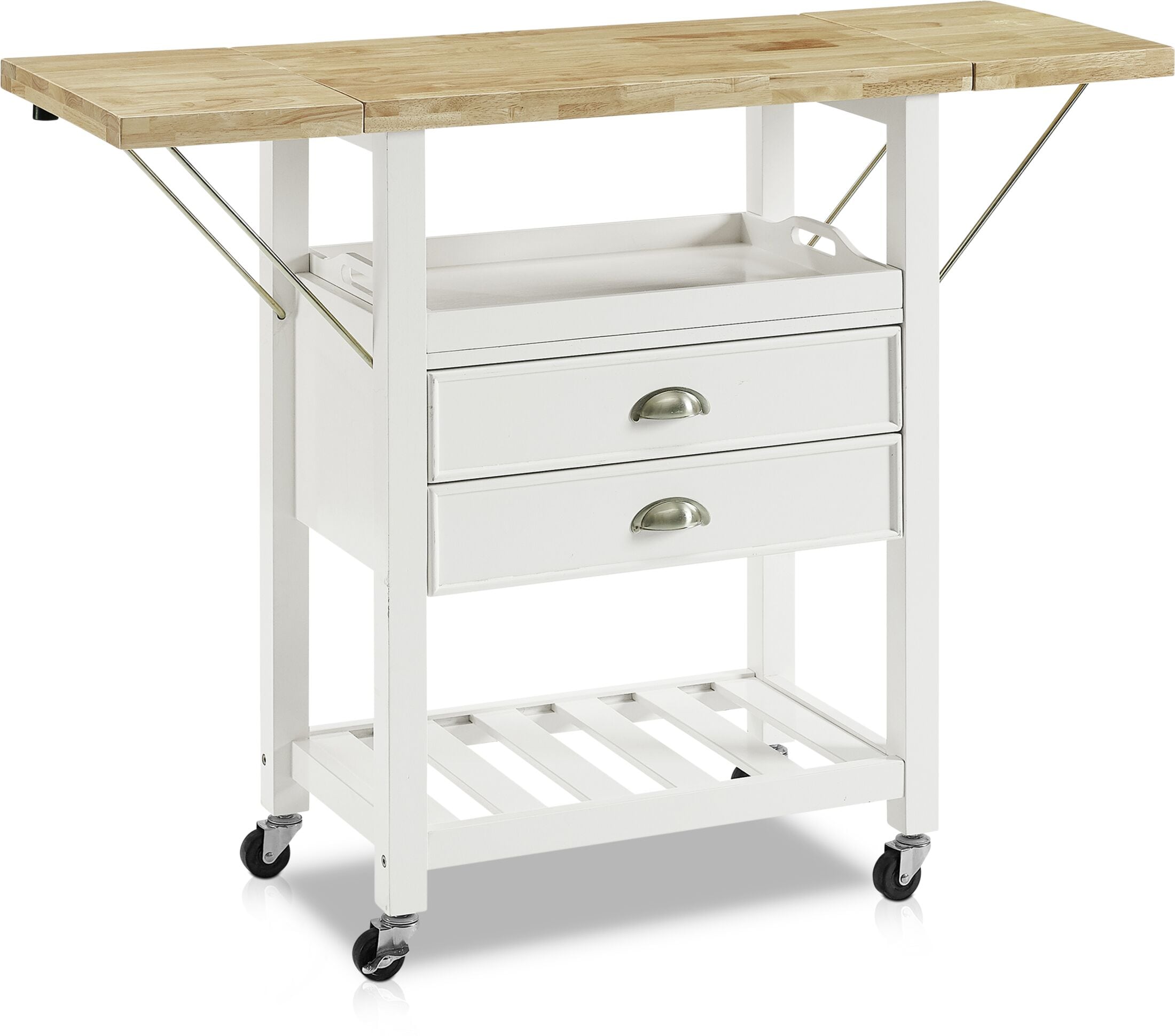 Nell Drop Leaf Kitchen Cart Value City Furniture   Nell White Kitchen Cart 2736683 799304 