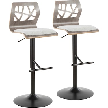 Nellie Set of 2 Adjustable Bar Stools - Gray