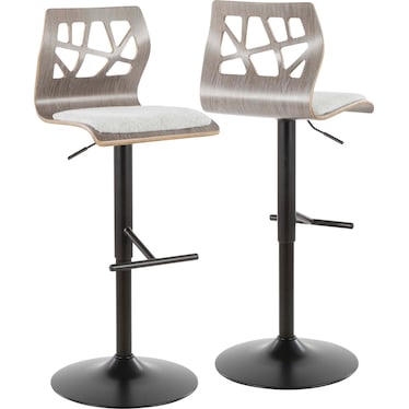 Nellie Set of 2 Adjustable Bar Stools - Gray