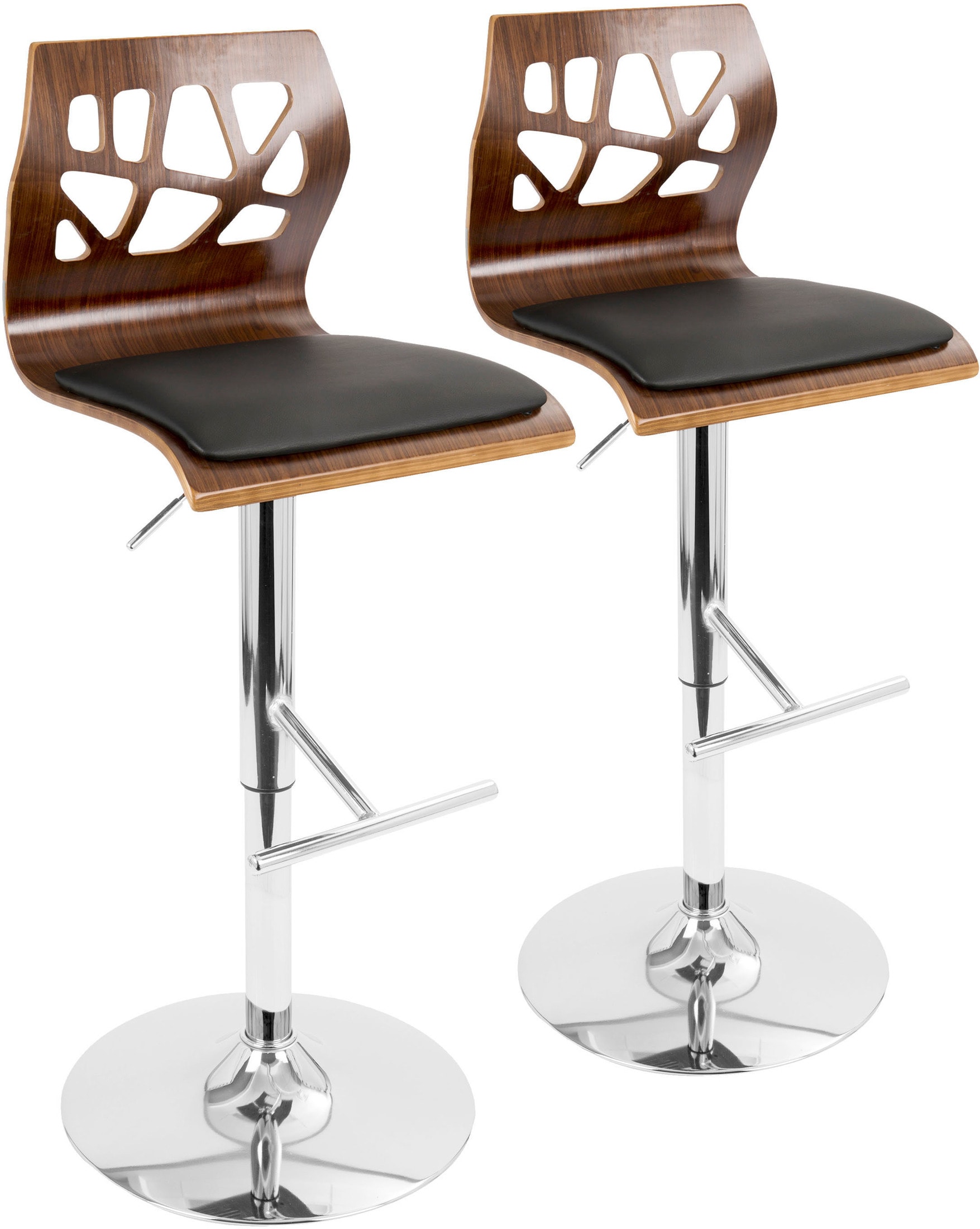 Nellie Set of 2 Adjustable Bar Stools - Black | Value City Furniture