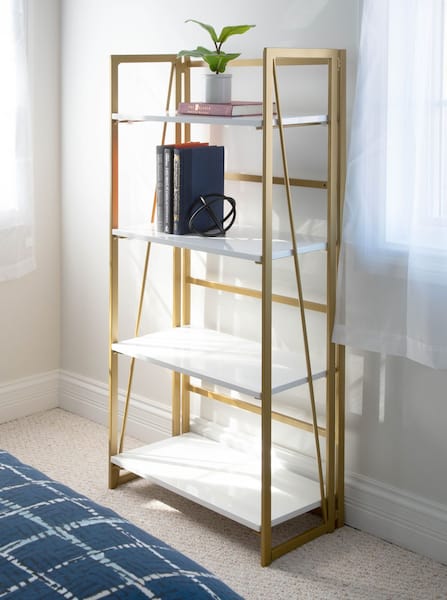 Nellie Bookcase - Gold/White | Value City Furniture