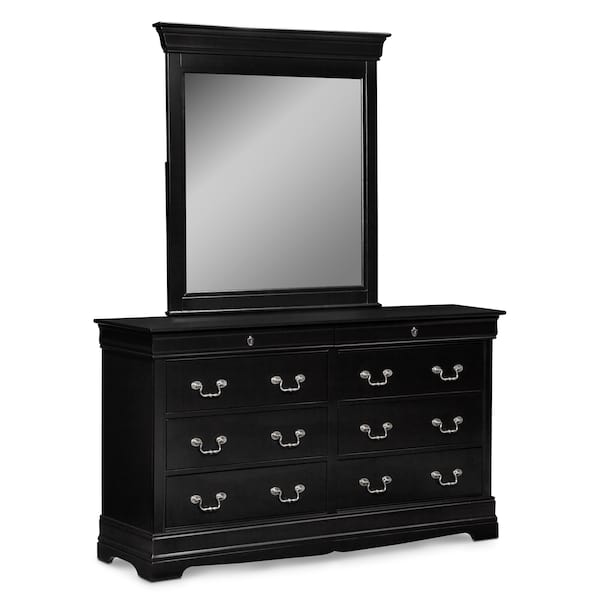 Neo Classic 5Piece Queen Bedroom Set with Dresser and Mirror Black Value City Furniture