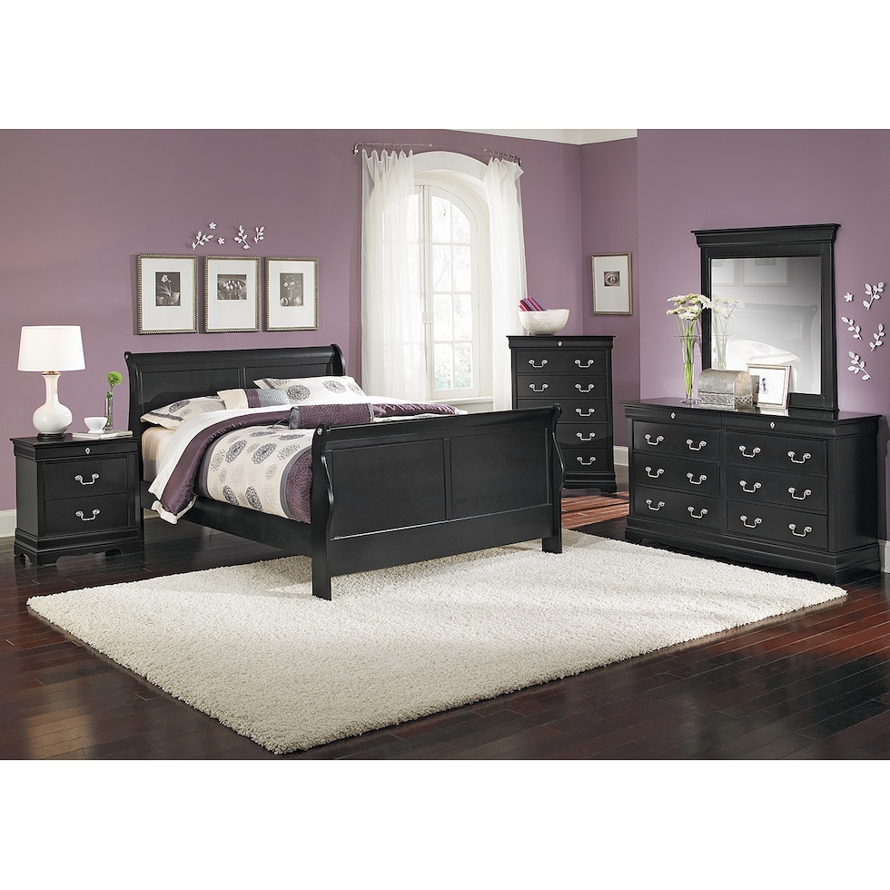 neo classic black black nightstand   