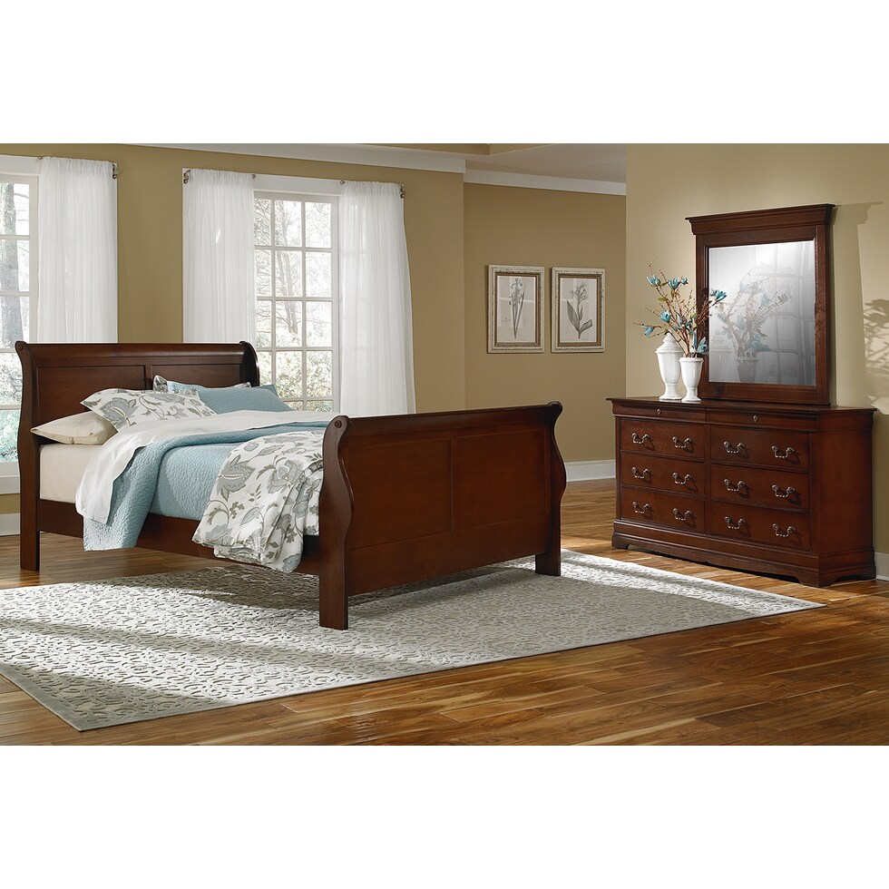 neo classic cherry dark brown  pc king bedroom   
