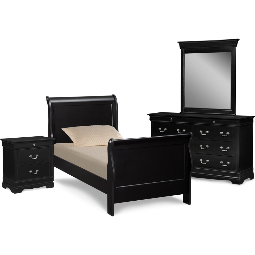 neo classic youth black black  pc full bedroom   