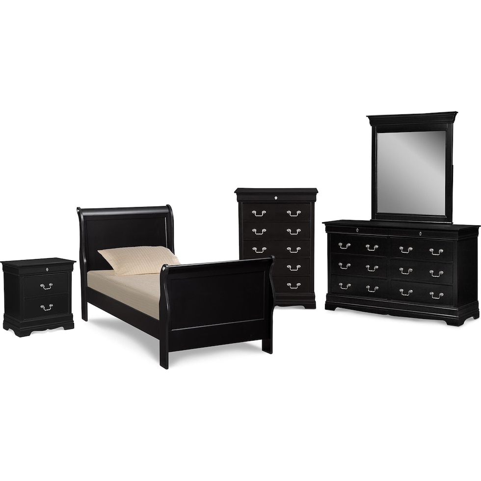 neo classic youth black black  pc full bedroom   