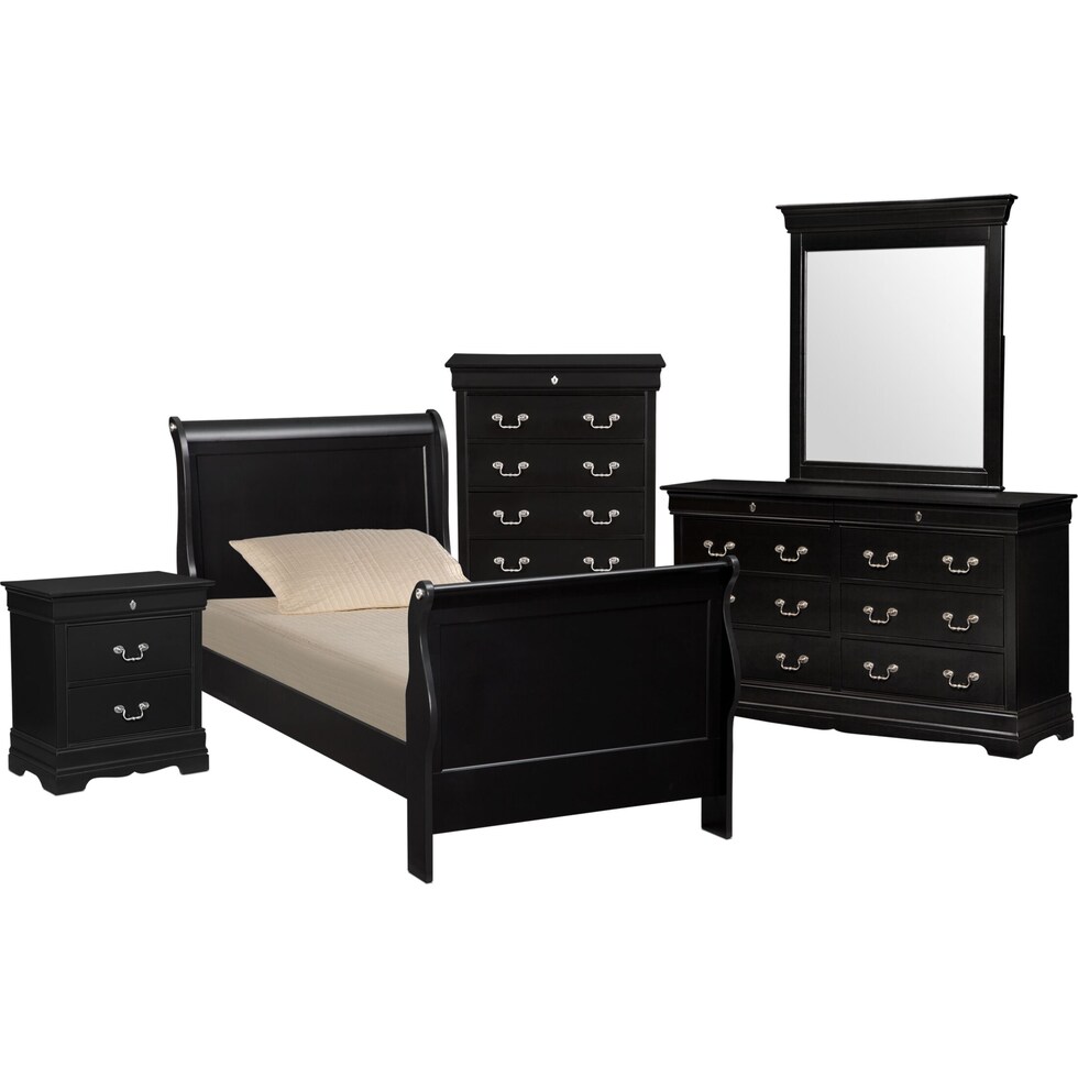 neo classic youth black black  pc twin bedroom   