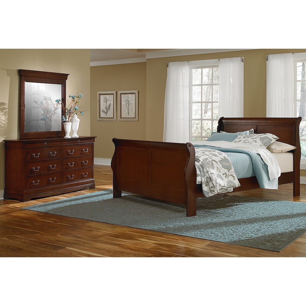 neo classic youth cherry dark brown  pc full bedroom   