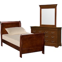 neo classic youth cherry dark brown  pc twin bedroom   