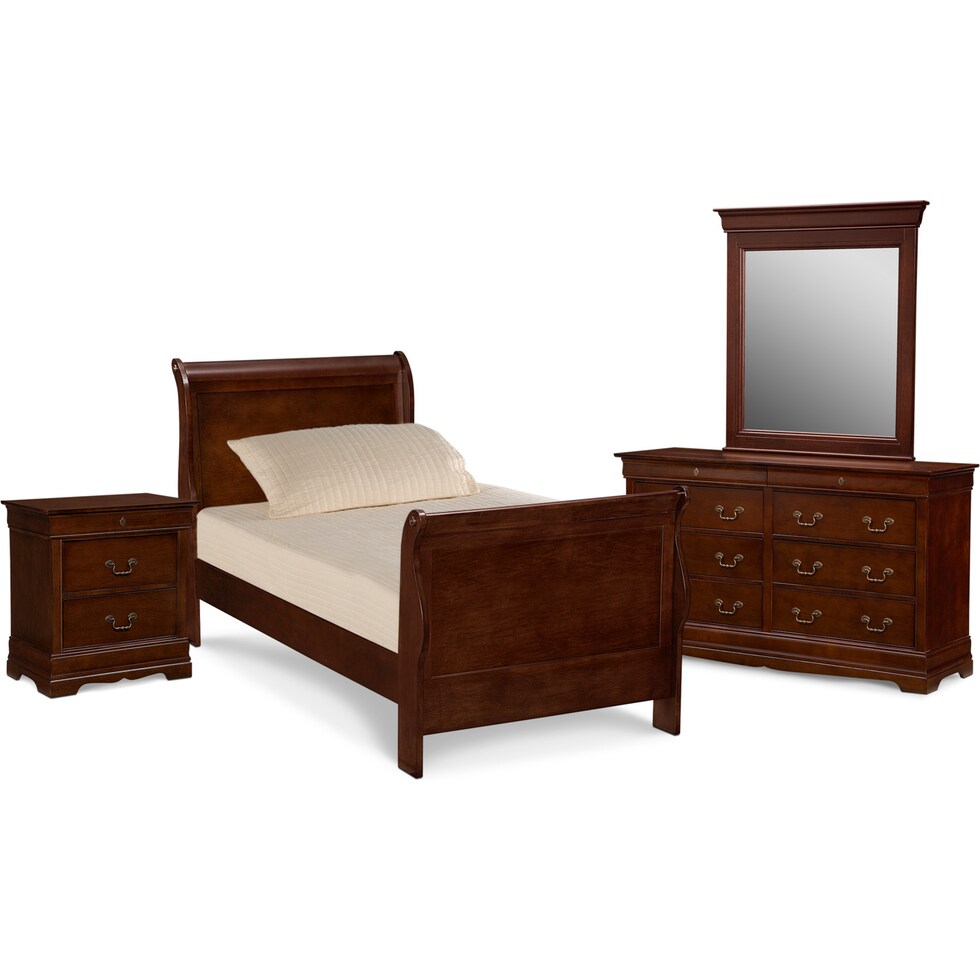 neo classic youth cherry dark brown  pc full bedroom   