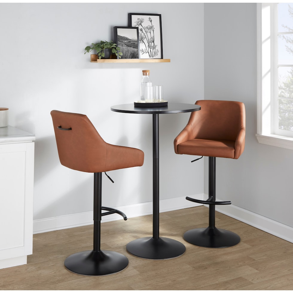 neo brown vegan leather black bar stool   