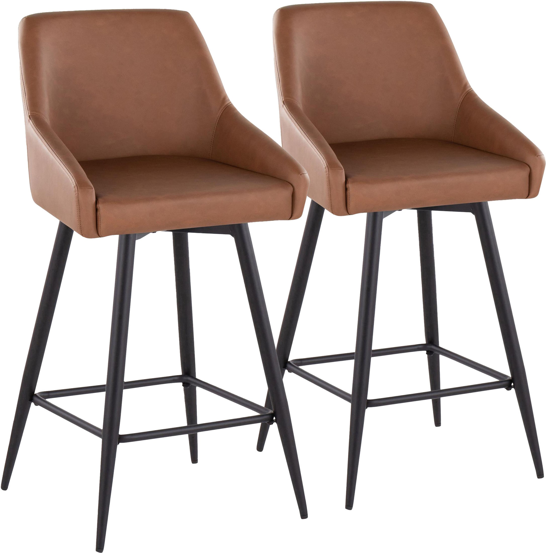 Neo Set of 2 Counter-Height Swivel Stools with Metal Base Neo Set of 2 Counter-Height Swivel Stools with Metal Base