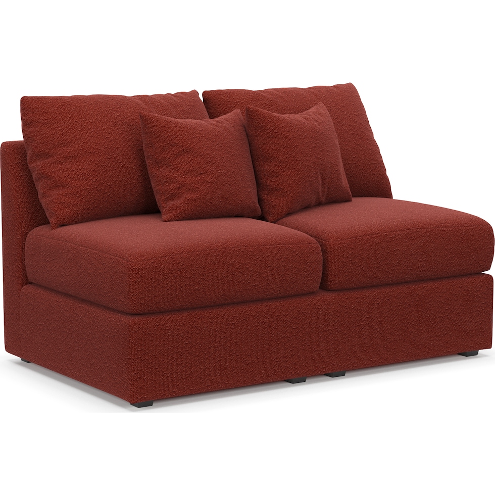 nest red armless loveseat   