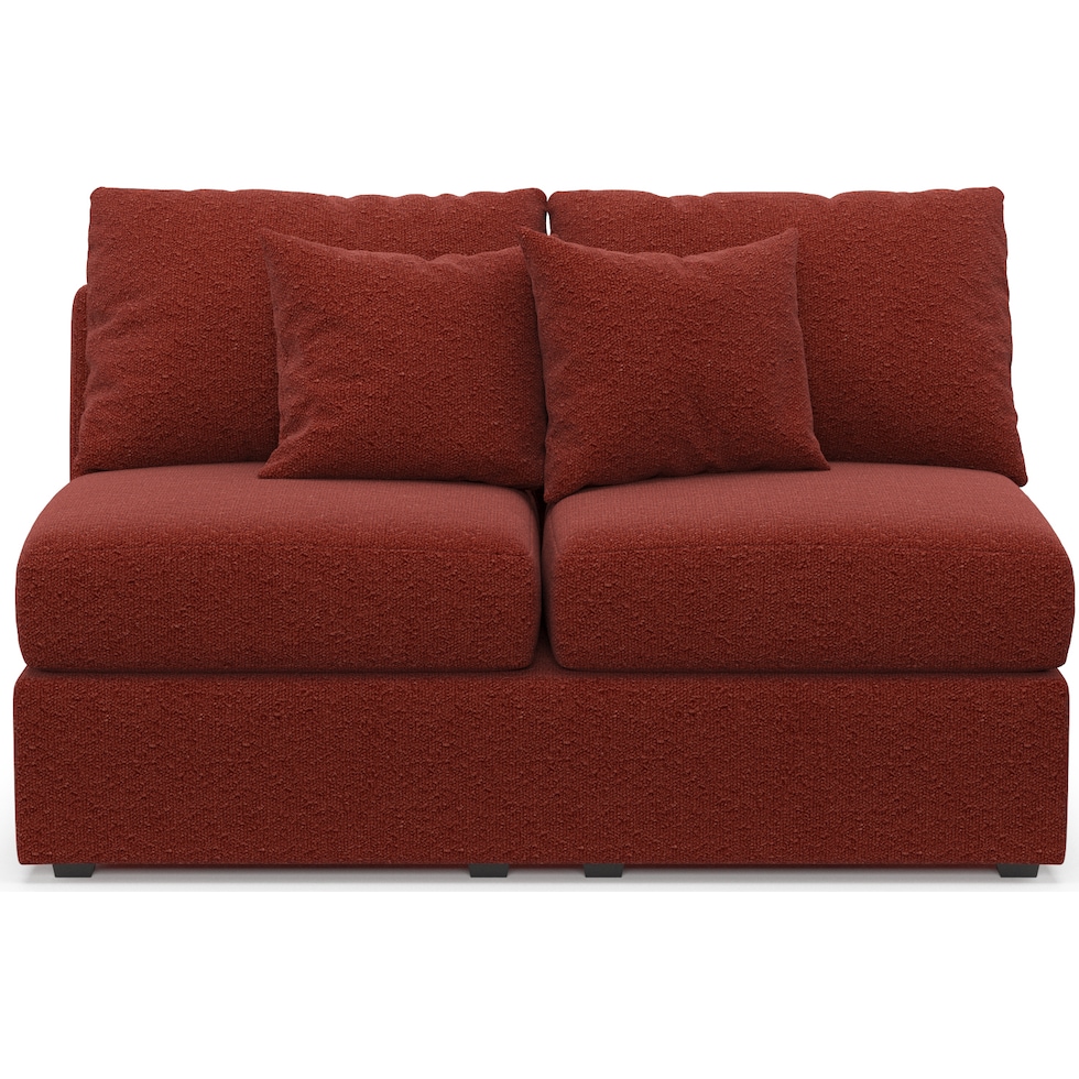 nest red armless loveseat   