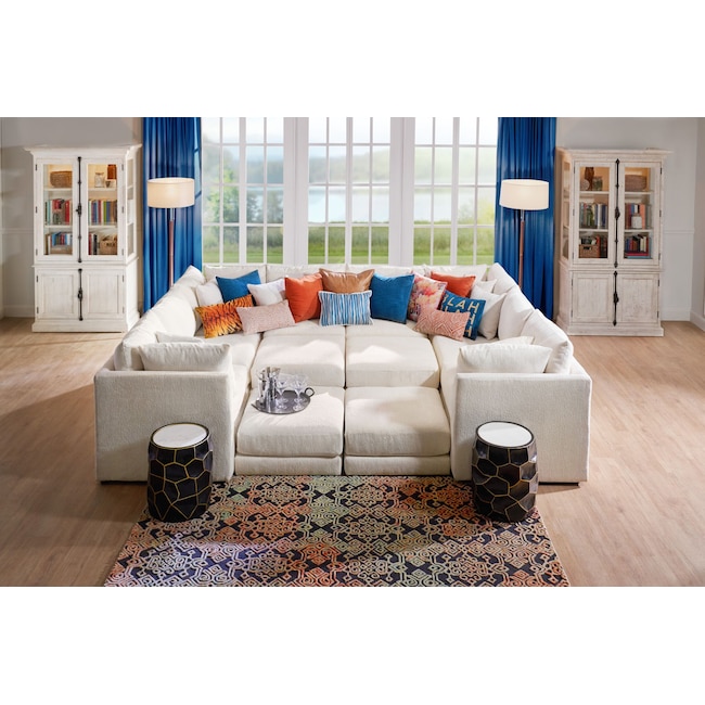 Living Room Furniture - Nest 7-Piece Pit Sectional - Ivory