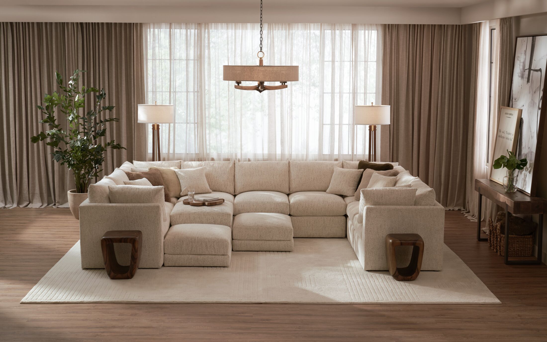 Nest Foam Comfort 9-Piece Large Pit Sectional - P.T. Cream | Value