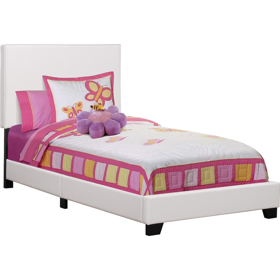 nettie white twin upholstered bed   