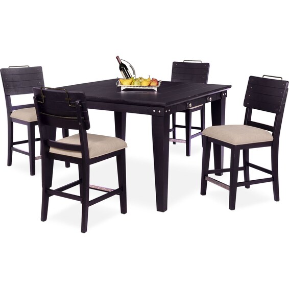 New Haven CounterHeight Kitchen Island and 4 Backless Stools Value