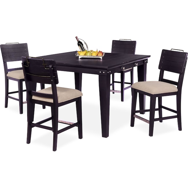 Dining Room Furniture - New Haven Counter-Height Dining Table and 4 Shiplap Stools