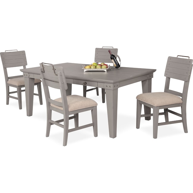 Dining Room Furniture - New Haven Dining Table and 4 Shiplap Side Chairs