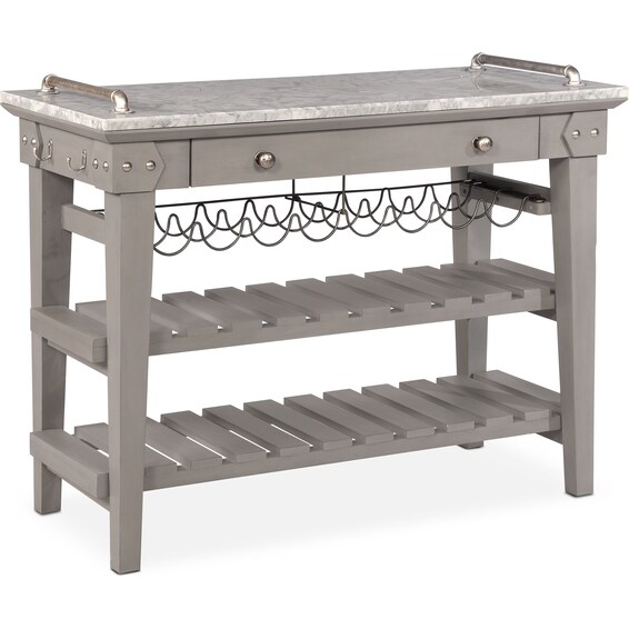 New Haven CounterHeight Kitchen Island and 4 Backless Stools Value