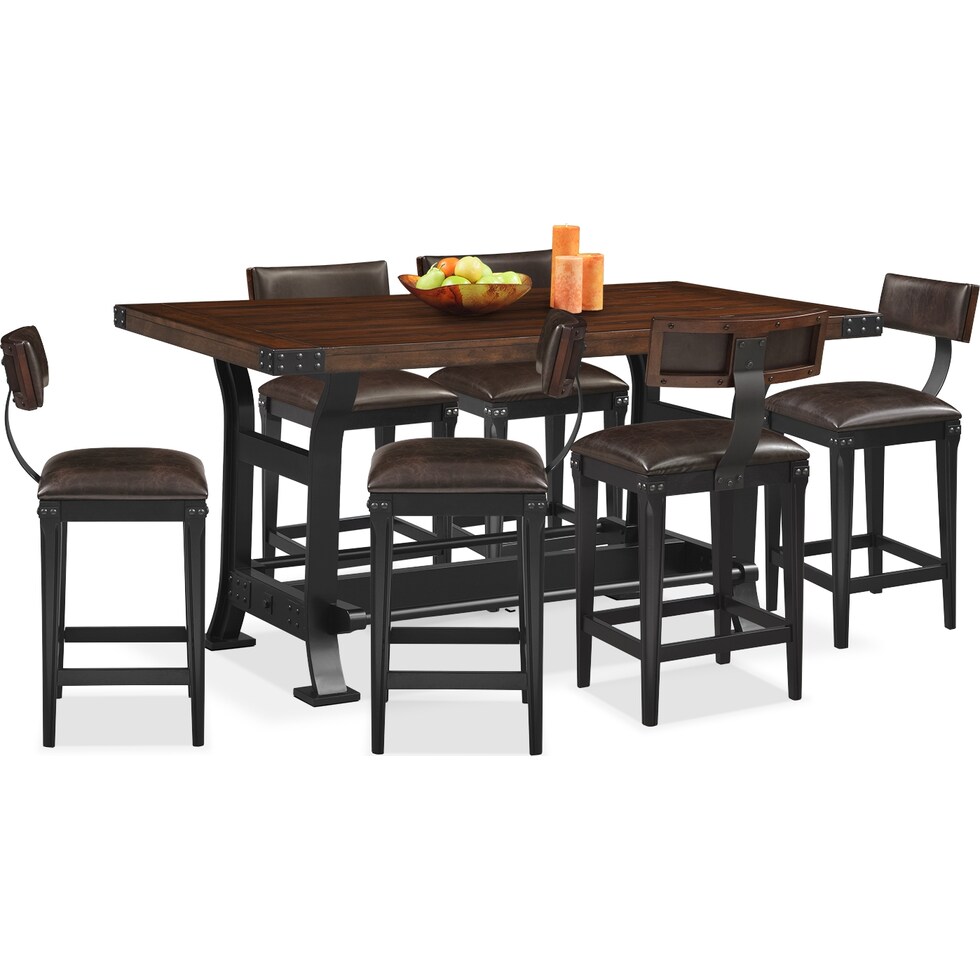 newcastle counter height dark brown  pc dining room   