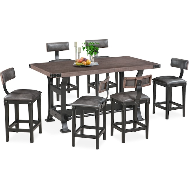 Dining Room Furniture - Newcastle Counter-Height Dining Table and 6 Stools