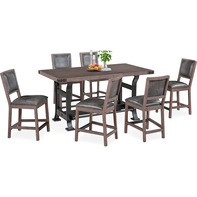 Dining Room Furniture - Newcastle Counter-Height Dining Table and 6 Side Chairs