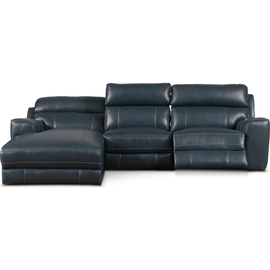 newport blue  pc power reclining sectional   