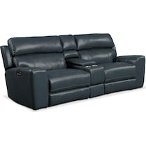 newport blue  pc power reclining sofa   
