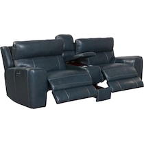 newport blue  pc power reclining sofa   