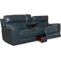 newport blue  pc power reclining sofa   