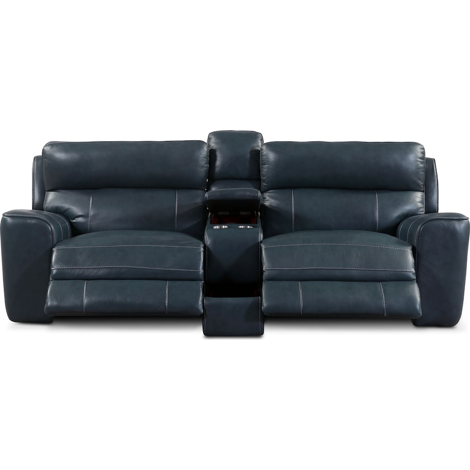 newport blue  pc power reclining sofa   