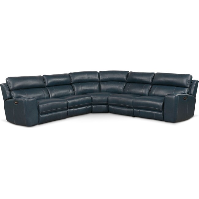 Living Room Furniture - Newport 5-Piece Dual-Power Reclining Sectional with 3 Reclining Seats