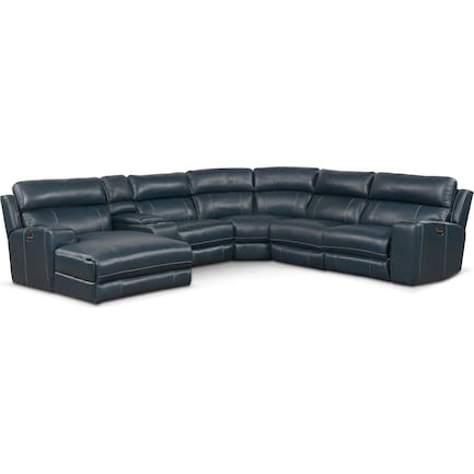 Newport 6 Piece Dual Power Reclining, Power Reclining Sofa With Chaise Lounge
