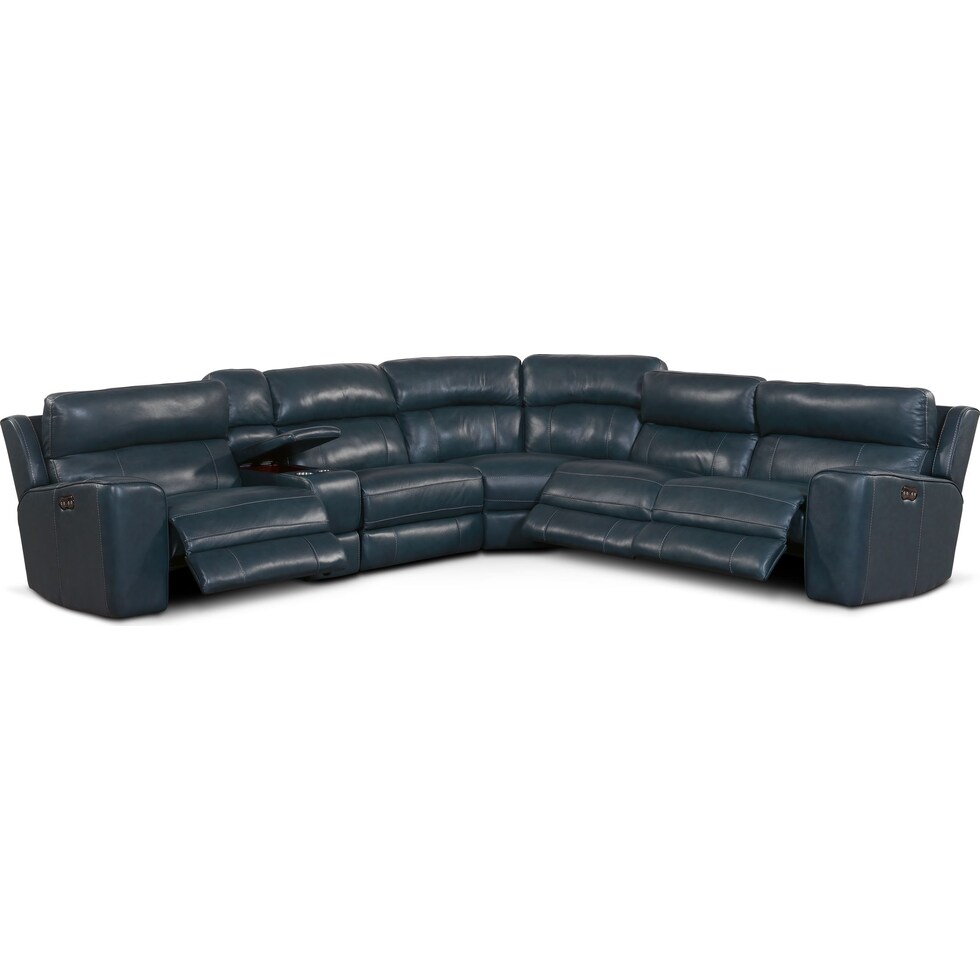 newport blue sectional   