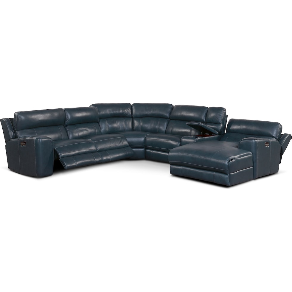 newport blue sectional   