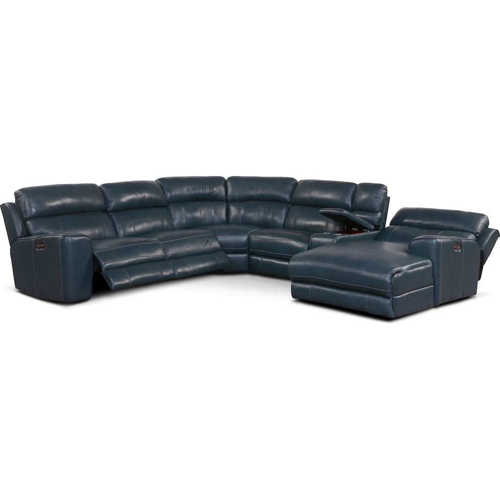 newport blue sectional   