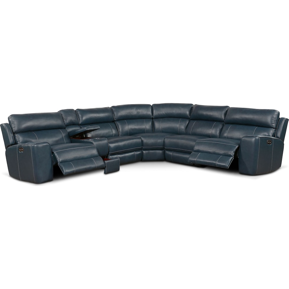 newport blue sectional   